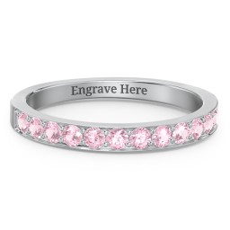 Classic Half Eternity Ring in 925 Sterling Silver with Pink Tourmaline