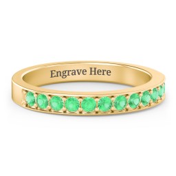 Classic Half Eternity Ring in 9K Solid Yellow Gold with Emerald