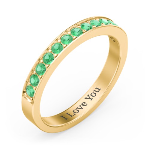 Classic Half Eternity Ring – 9kt Yellow Gold with Emerald