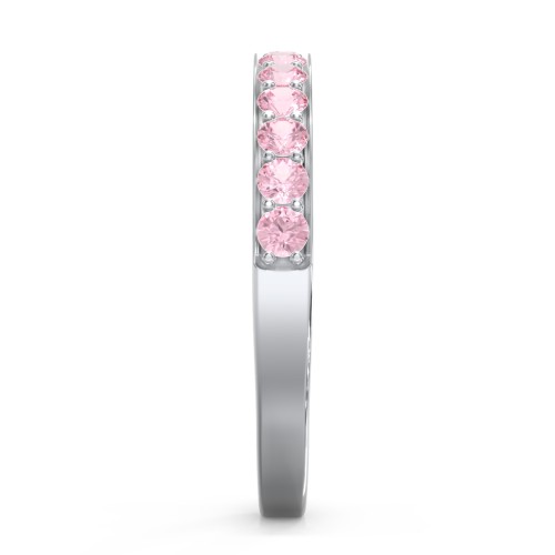 Classic Half Eternity Ring – Sterling Silver with Pink Tourmaline