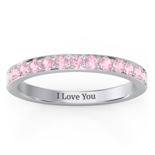 Classic Half Eternity Ring – Sterling Silver with Pink Tourmaline