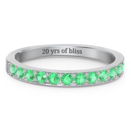 Classic Half Eternity Ring in 925 Sterling Silver with Emerald