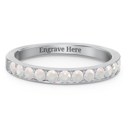 Classic Half Eternity Ring in 925 Sterling Silver with Opal