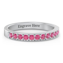 Classic Half Eternity Ring in 925 Sterling Silver with Ruby