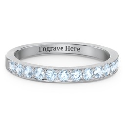 Classic Half Eternity Ring in 925 Sterling Silver with Blue Topaz