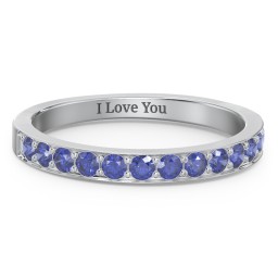 Classic Half Eternity Ring in 925 Sterling Silver with Blue Sapphire
