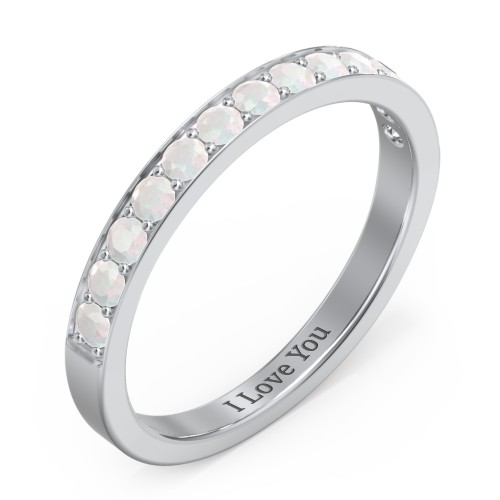 Classic Half Eternity Ring – Sterling Silver with Opal