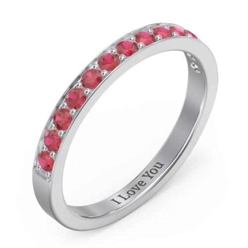 Classic Half Eternity Ring – Sterling Silver with Garnet