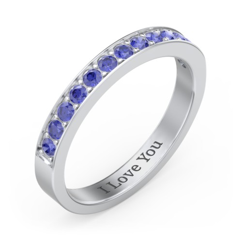 Classic Half Eternity Ring – Sterling Silver with Blue Sapphire