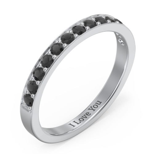 Classic Half Eternity Ring – Sterling Silver with Black Premium Zirconia