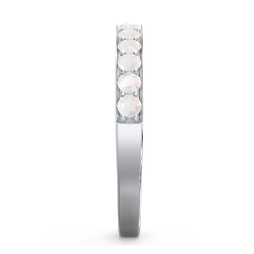 Classic Half Eternity Ring – Sterling Silver with Opal