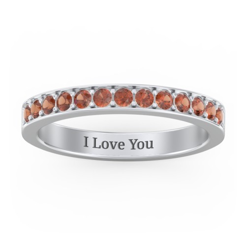 Classic Half Eternity Ring – Sterling Silver with Garnet