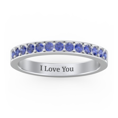 Classic Half Eternity Ring – Sterling Silver with Blue Sapphire