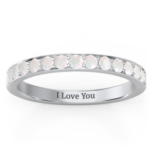 Classic Half Eternity Ring – Sterling Silver with Opal