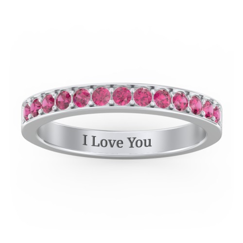 Classic Half Eternity Ring – Sterling Silver with Ruby