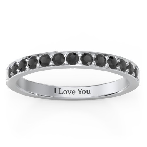 Classic Half Eternity Ring – Sterling Silver with Black Premium Zirconia
