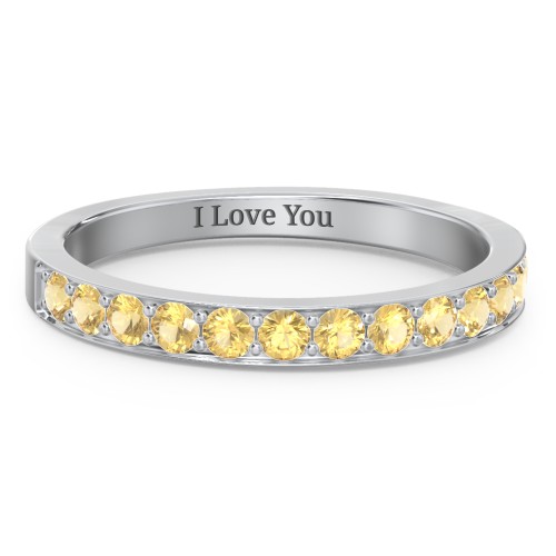 Classic Half Eternity Ring – Sterling Silver with Citrine