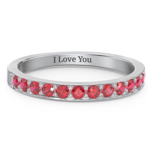 Classic Half Eternity Ring – Sterling Silver with Garnet