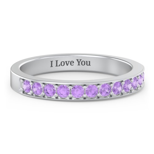 Classic Half Eternity Ring – Sterling Silver with Amethyst