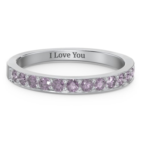 Classic Half Eternity Ring – Sterling Silver with Alexandrite