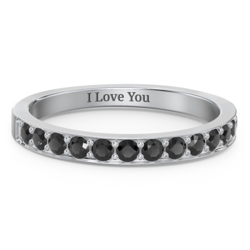 Classic Half Eternity Ring – Sterling Silver with Black Premium Zirconia