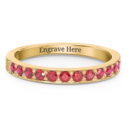Classic Half Eternity Ring in 9K Solid Yellow Gold with Garnet