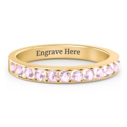Classic Half Eternity Ring in 9K Solid Yellow Gold with Pink Tourmaline