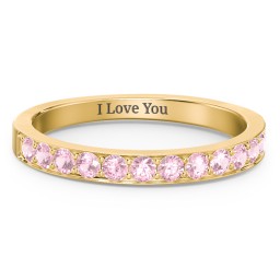 Classic Half Eternity Ring in 9K Solid Yellow Gold with Pink Tourmaline