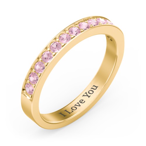 Classic Half Eternity Ring – 9kt Yellow Gold with Pink Tourmaline