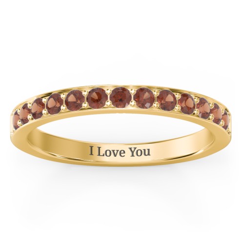 Classic Half Eternity Ring – 9kt Yellow Gold with Garnet