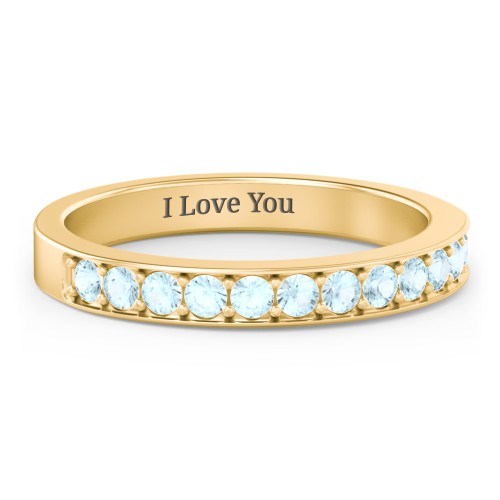 Classic Half Eternity Ring – 9kt Yellow Gold with Blue Topaz
