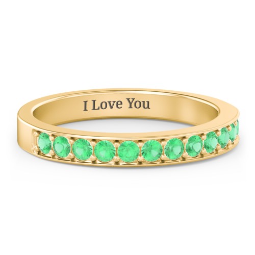 Classic Half Eternity Ring – 9kt Yellow Gold with Emerald