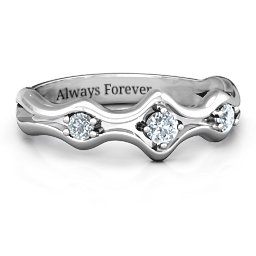 Wavy Trio Ring in 925 Sterling Silver with Diamond