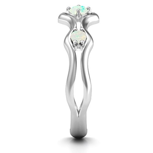 Wavy Trio Ring – Sterling Silver with Opal