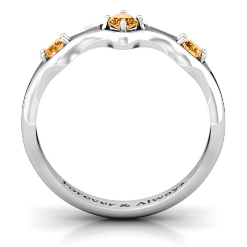 Wavy Trio Ring – Sterling Silver with Citrine