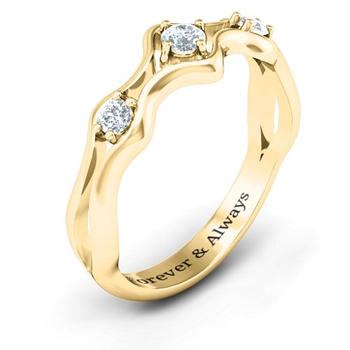 Wavy Trio Ring – 9kt Yellow Gold with Cubic Zirconia