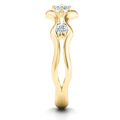 Wavy Trio Ring – 9kt Yellow Gold with Cubic Zirconia