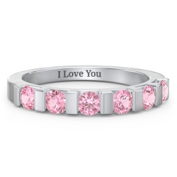 Band of Love Ring in 925 Sterling Silver with Pink Tourmaline