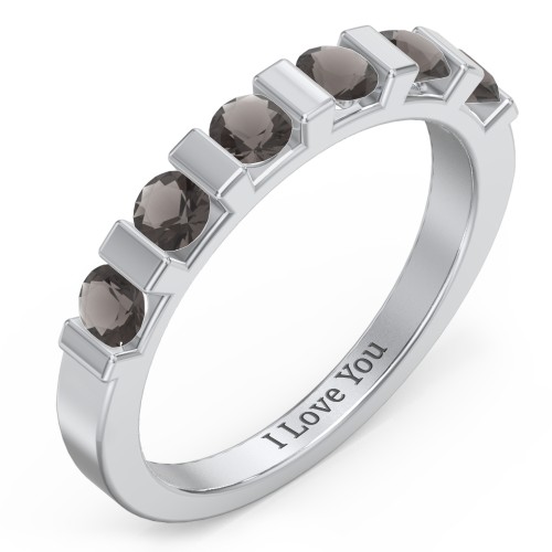 Band of Love Ring – Sterling Silver with Smokey Quartz