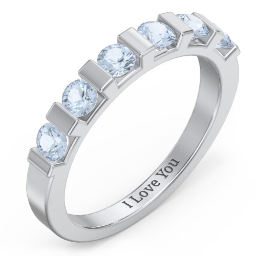 Band of Love Ring – Sterling Silver with Aquamarine