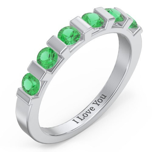 Band of Love Ring – Sterling Silver with Emerald