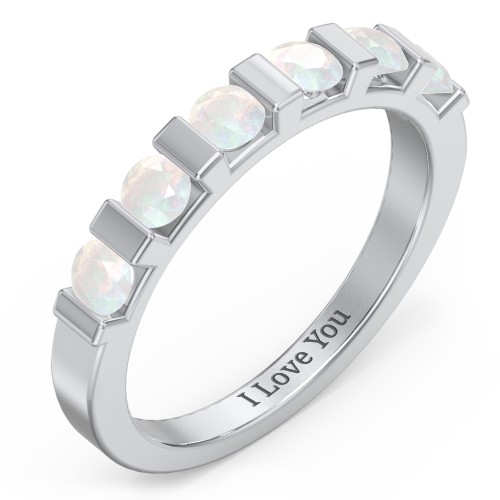 Band of Love Ring – Sterling Silver with Opal