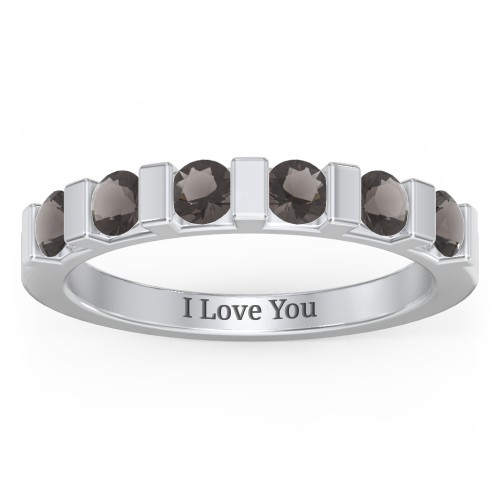 Band of Love Ring – Sterling Silver with Smokey Quartz