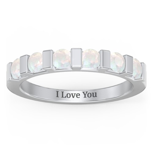 Band of Love Ring – Sterling Silver with Opal
