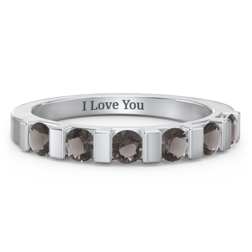 Band of Love Ring – Sterling Silver with Smokey Quartz