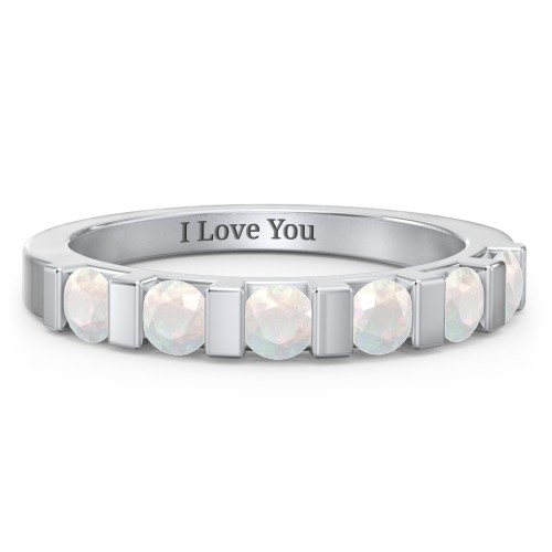 Band of Love Ring – Sterling Silver with Opal