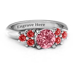 Flourish Engagement Ring in 925 Sterling Silver with Red Premium Zirconia and Garnet