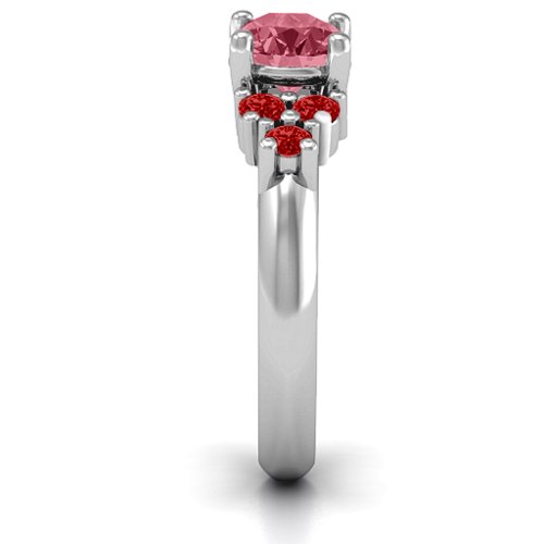 Flourish Engagement Ring – Sterling Silver with Red Premium Zirconia and Garnet
