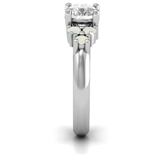 Flourish Engagement Ring – Sterling Silver with White Premium Zirconia and Opal
