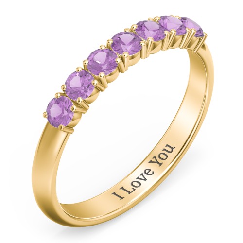Band of Eternity Ring – 18K Gold Plated Silver with Amethyst